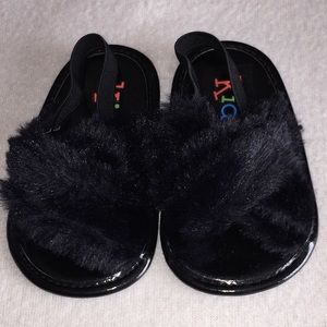 Black Kidgets Faux Fur Sandals